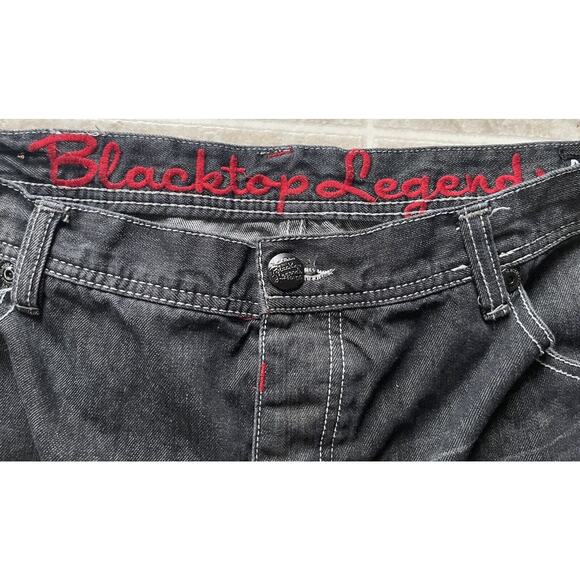 Parish Nation Baggy Y2K Distress Dark Denim Jeans Mens Size 44 Blacktop Legends - Picture 4 of 7